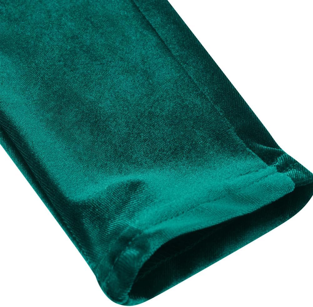 XIVISTO Damen Lange Samtkleid Langarm V-Ausschnitt Bodycon Kleid Elegant Abendkleid Vintage Party Co