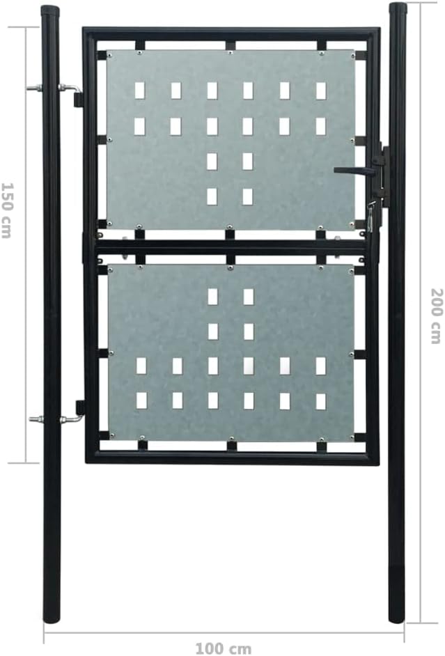 WIFESE Gartentor 100x200 cm Zauntor GartentüR Gartenzaun Doppelstabmattenzaun Gartenzaun Komplettset