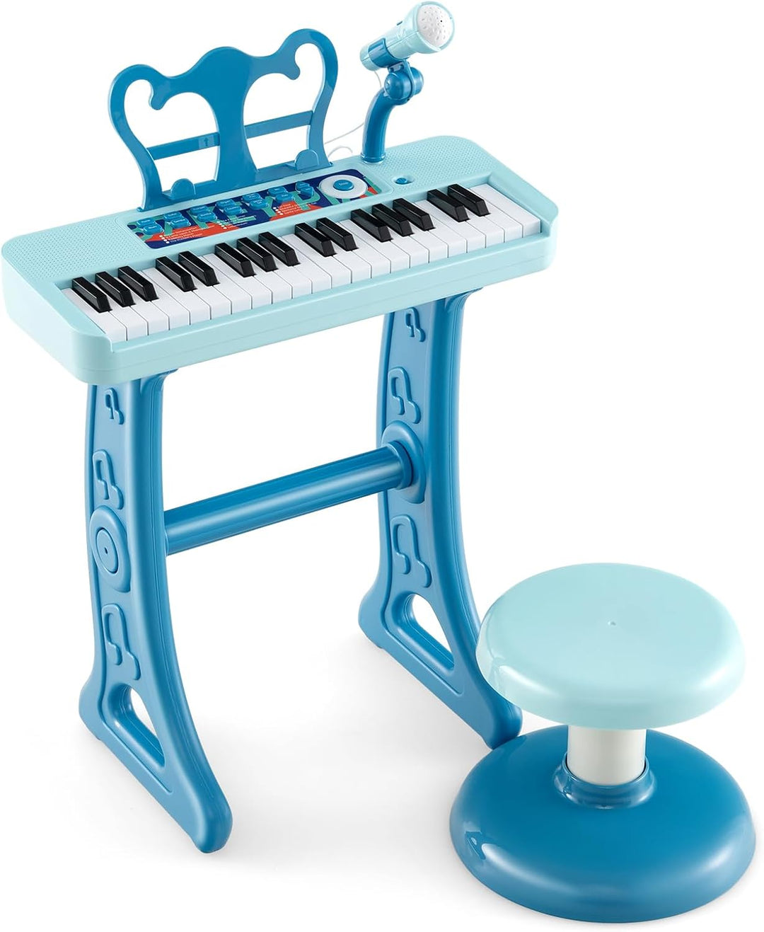 COSTWAY 37 Tasten Kinder Keyboard, Kinderklavier elektronisch mit Hocker, Mikrofon & Notenständer, K