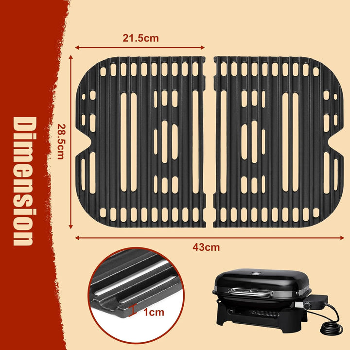 Denmay 28,5 x 43cm Gusseisen Grillrost für Weber Lumin Compact Outdoor Grills, Gusseisen rost Ersatz