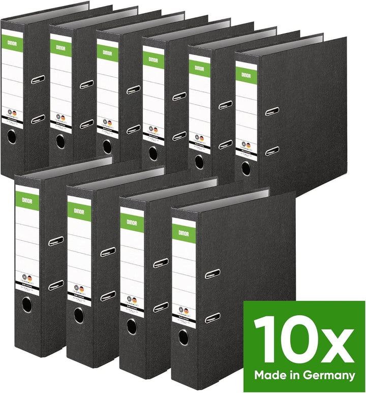 Original DINOR Ordner-Wolkenmarmor-Recycling - Made in Germany. 10er Pack 8 cm breit DIN A4 schwarz