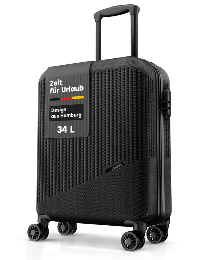 travelite 4-Rad Handgepäck Koffer klein 37 Liter, Gepäck Serie BALI: ABS Hartschalen Trolley erfüllt