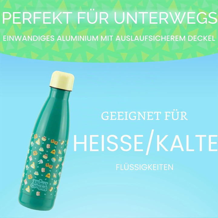 Paladone Animal Crossing Trinkflasche aus Metall, Edelstahl Mehrfarbig