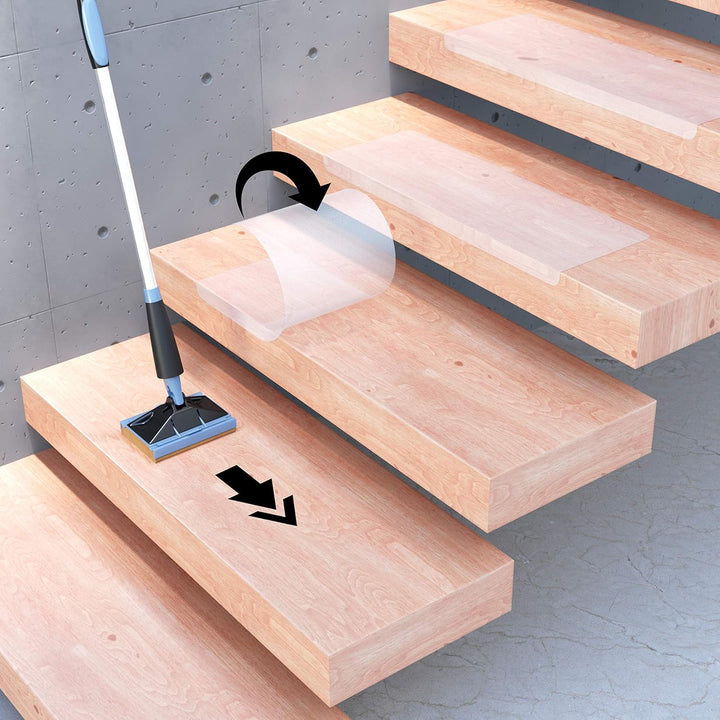 13 x Sossai® Stufenmatte STAIR PROTECT | 20 x 65 cm | transparent und selbstklebend | Treppenschutz
