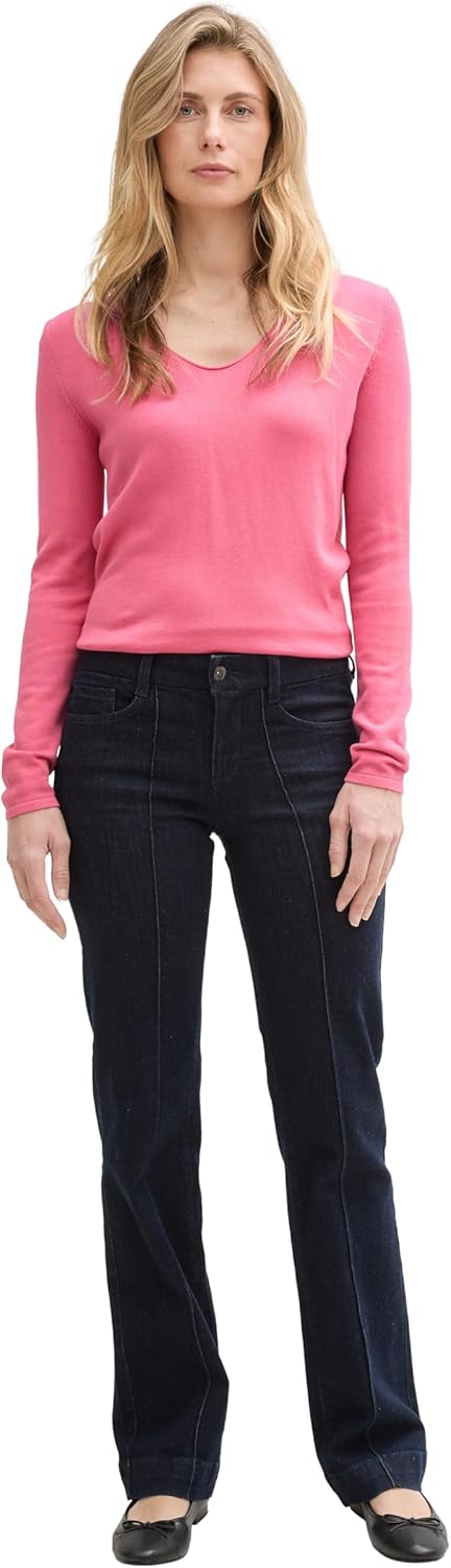 TOM TAILOR Damen Basic Strickpullover mit V-Ausschnitt XXS 15116 - Bright Rose, XXS 15116 - Bright R