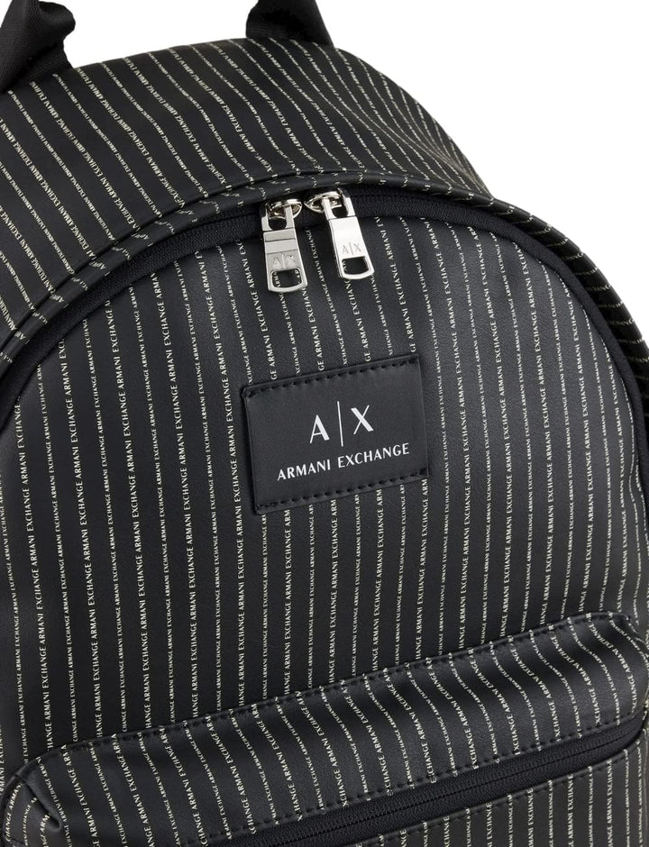A|X ARMANI EXCHANGE Herren Logo aus Eco-Leder Rucksack, schwarz, Einheitsgrösse