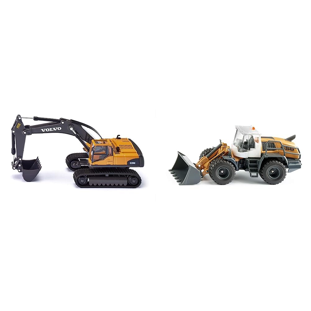 Siku 3535, Volvo Hydraulikbagger &amp; 3561, Liebherr L 556 Radlader, 1:50, Metall/Kunststoff, Orange, B