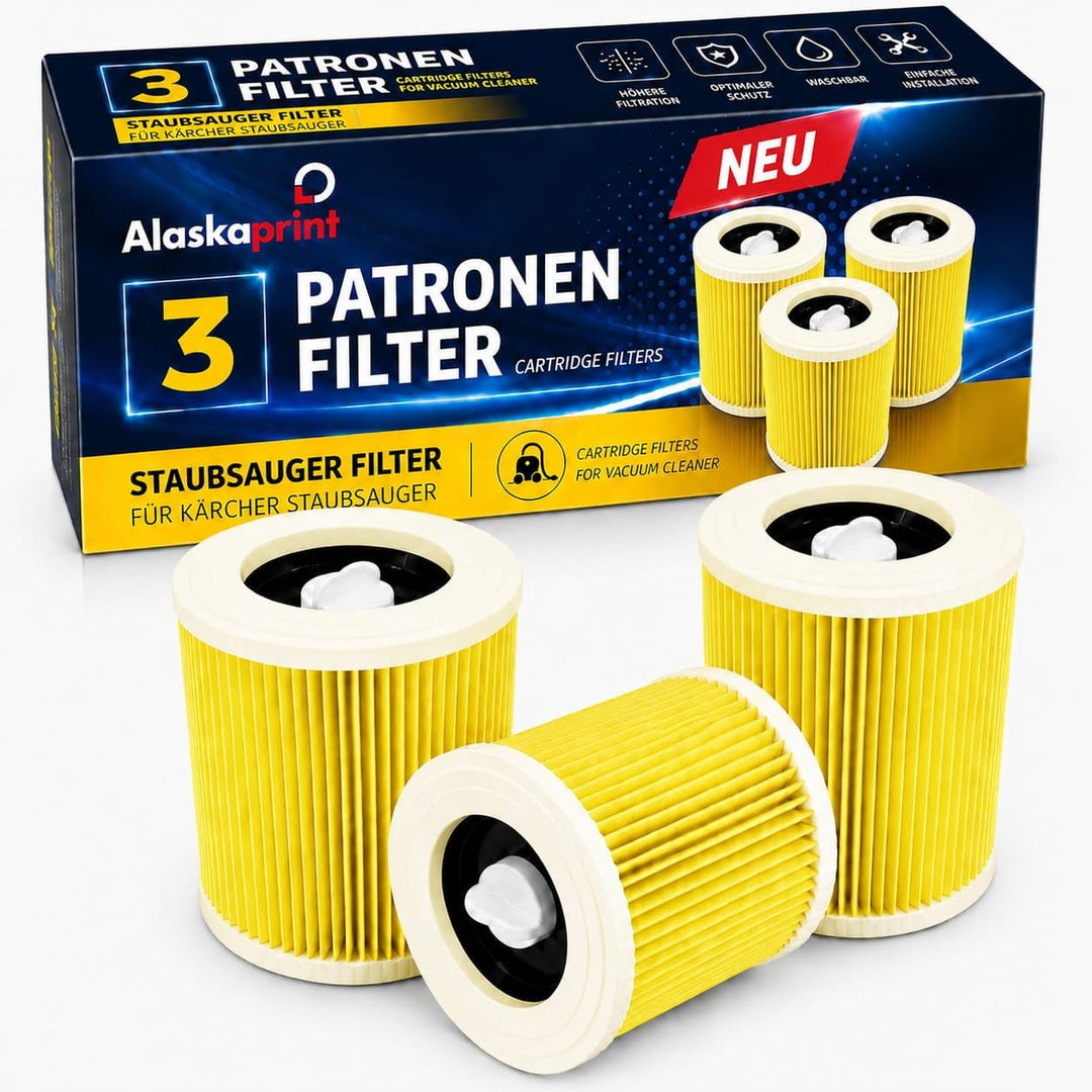 3x Filter für Kärcher Staubsauger, kompatibel mit Kärcher WD3 Filter, Premium WD2 WD 3 WD1 MV3 MV2 N