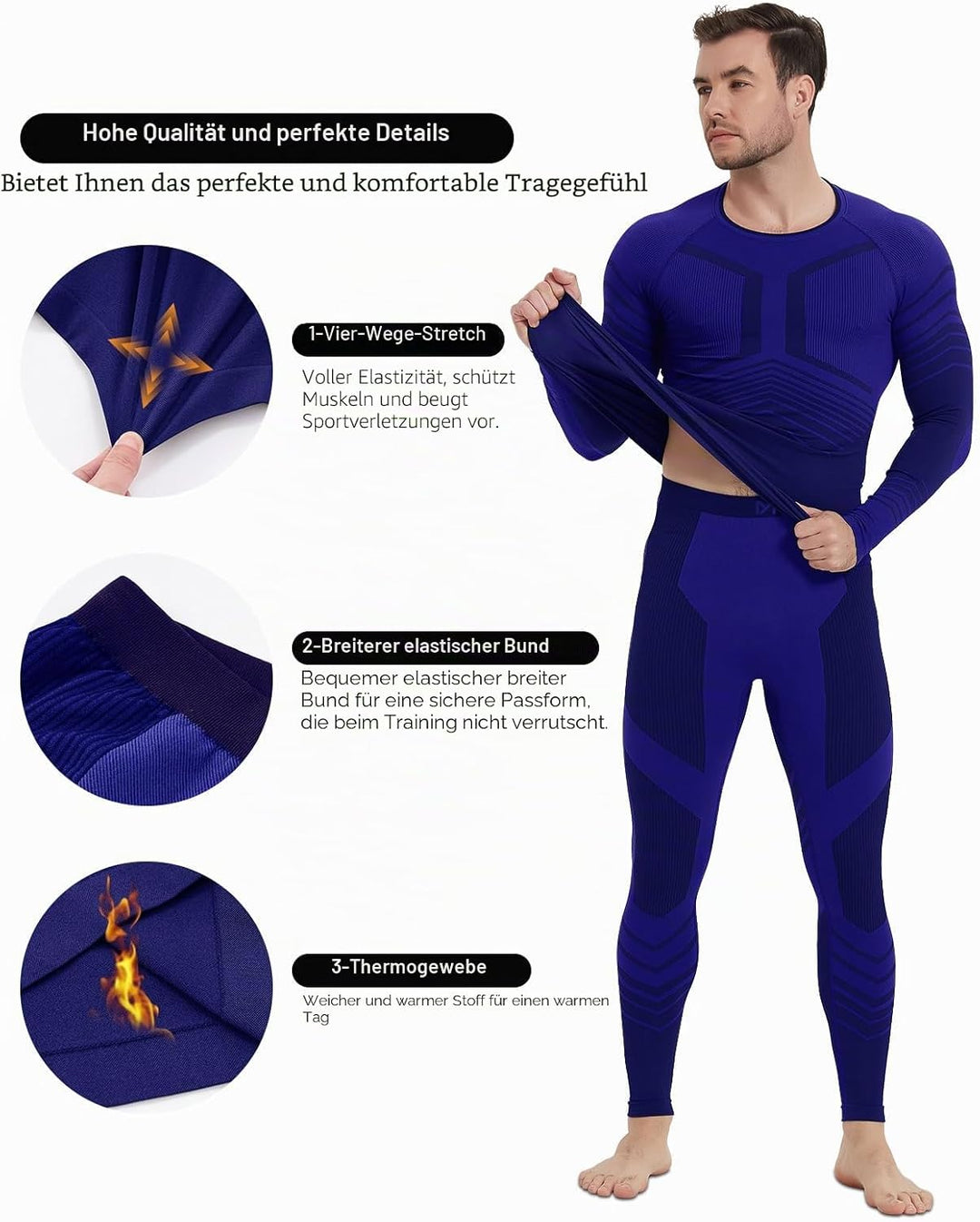 MEETWEE Thermounterwäsche Herren Atmungsaktiv Männer Thermo Funktionswäsche Winter Skiunterwäsche Un