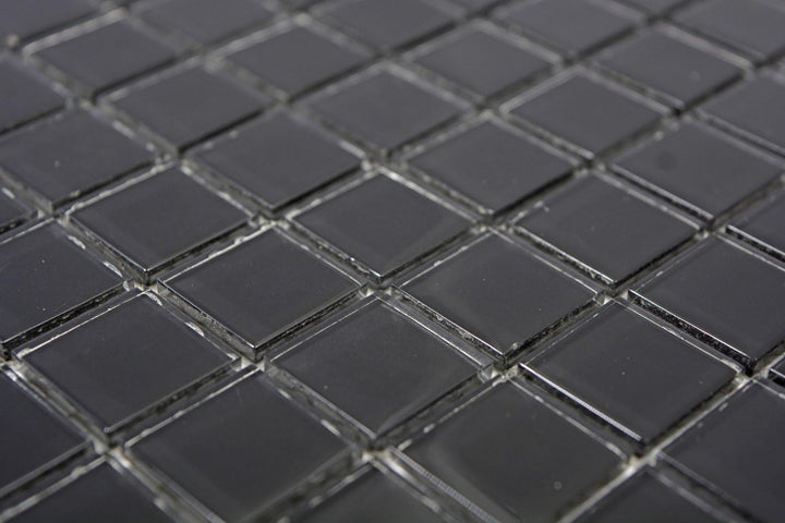 Mosaik Fliese Glasmosaik Crystal schwarz für WAND BAD DUSCHE KÜCHE FLIESENSPIEGEL THEKENVERKLEIDUNG