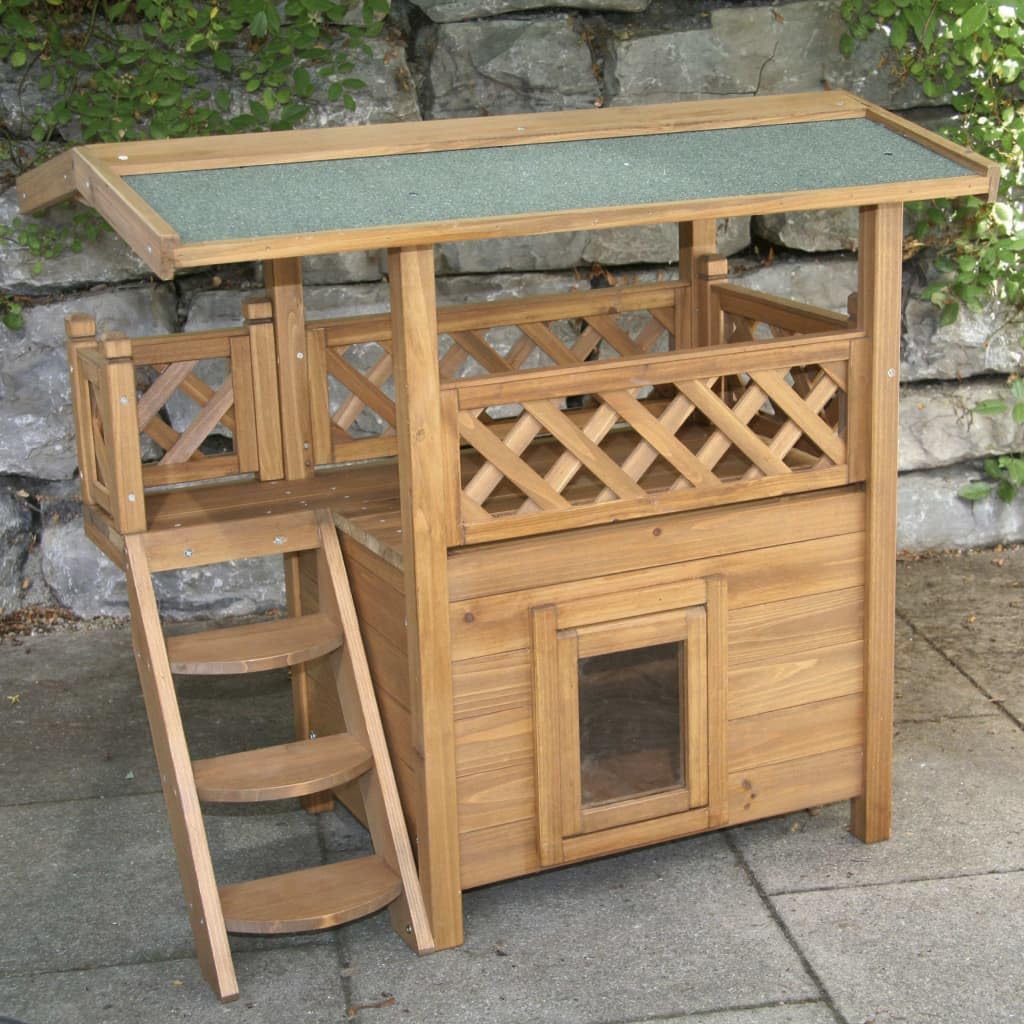 Kerbl Katzenhaus Lodge, 77 x 50 x 73 cm, 82790, Holz/Braun, Holz/Braun