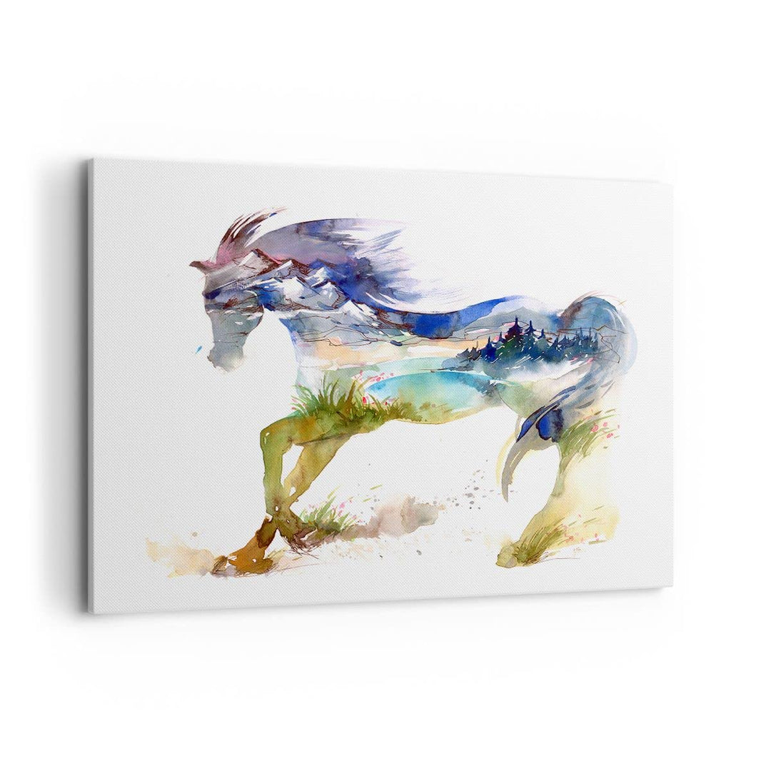 Bilder auf Leinwand 100x70cm Leinwandbild Pferd Natur arabien ethnische Gross Wanddeko Bild Schlafzi