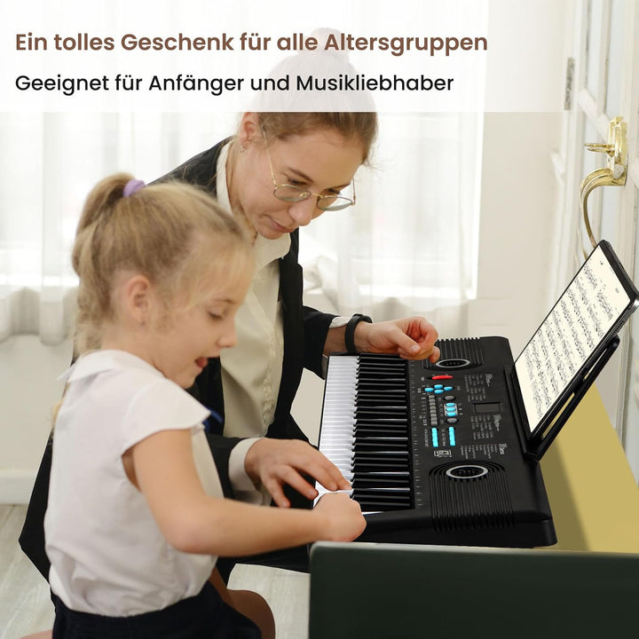 COSTWAY Keyboard Piano 61 Tasten, Digital Piano mit Ständer &amp; Mikrofon &amp; Tragetasche, E-Piano für Ei