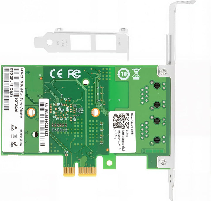 PCIe Ethernet Network Card for Intel I350-T2 I350AM2 Chipset PCIe 2.1 x1 1Gb Dual Port RJ45 LAN Card