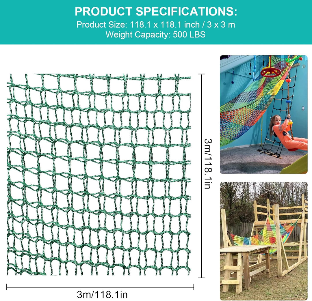 MENAYODA Kletternetz Spielplatz, Schwerlast Doppellagiges Schutznetz Kinder Klettergerüst Schaukel,