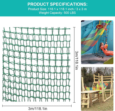 MENAYODA Kletternetz Spielplatz, Schwerlast Doppellagiges Schutznetz Kinder Klettergerüst Schaukel,