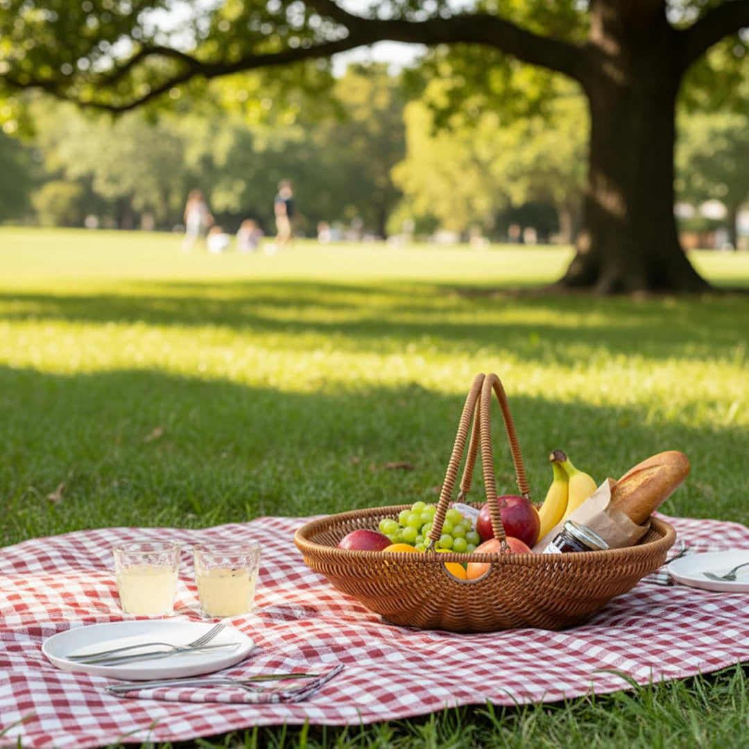 Erntekorb für Gartengemüse, grosser PP-gewebter Sammelkorb mit faltbarem Griff für Picknick, Bauernh