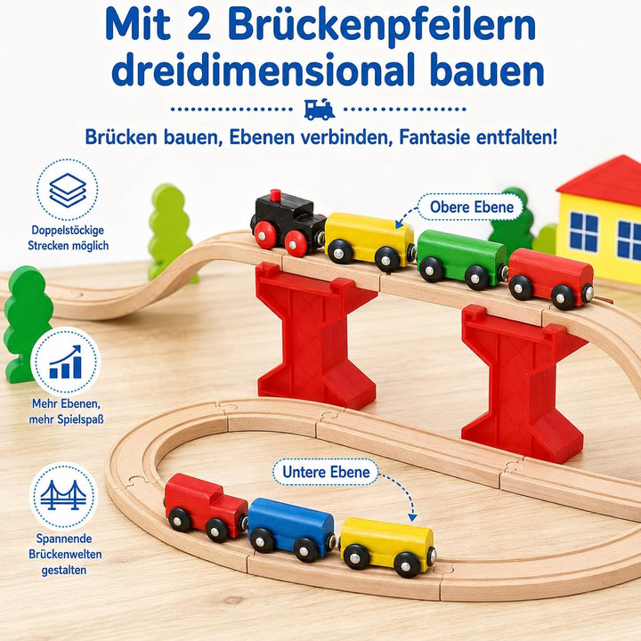 Scettar33pcs Holzeisenbahn Schienen Set,kompatibel mit gängigen,ab 3 Jahren