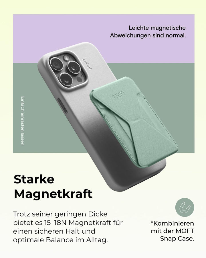 MOFT MagSafe Wallet Ständer für iPhone 15/14/13/12 Serie Kompatibel mit MagSafe, MOVAS Vegan Leder M