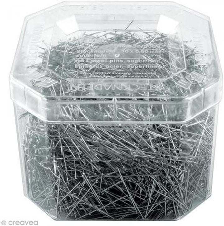 Prym 024122 Stecknadeln, 0,50 x 30mm, silberfarbig, 500g, Kunststoffdose