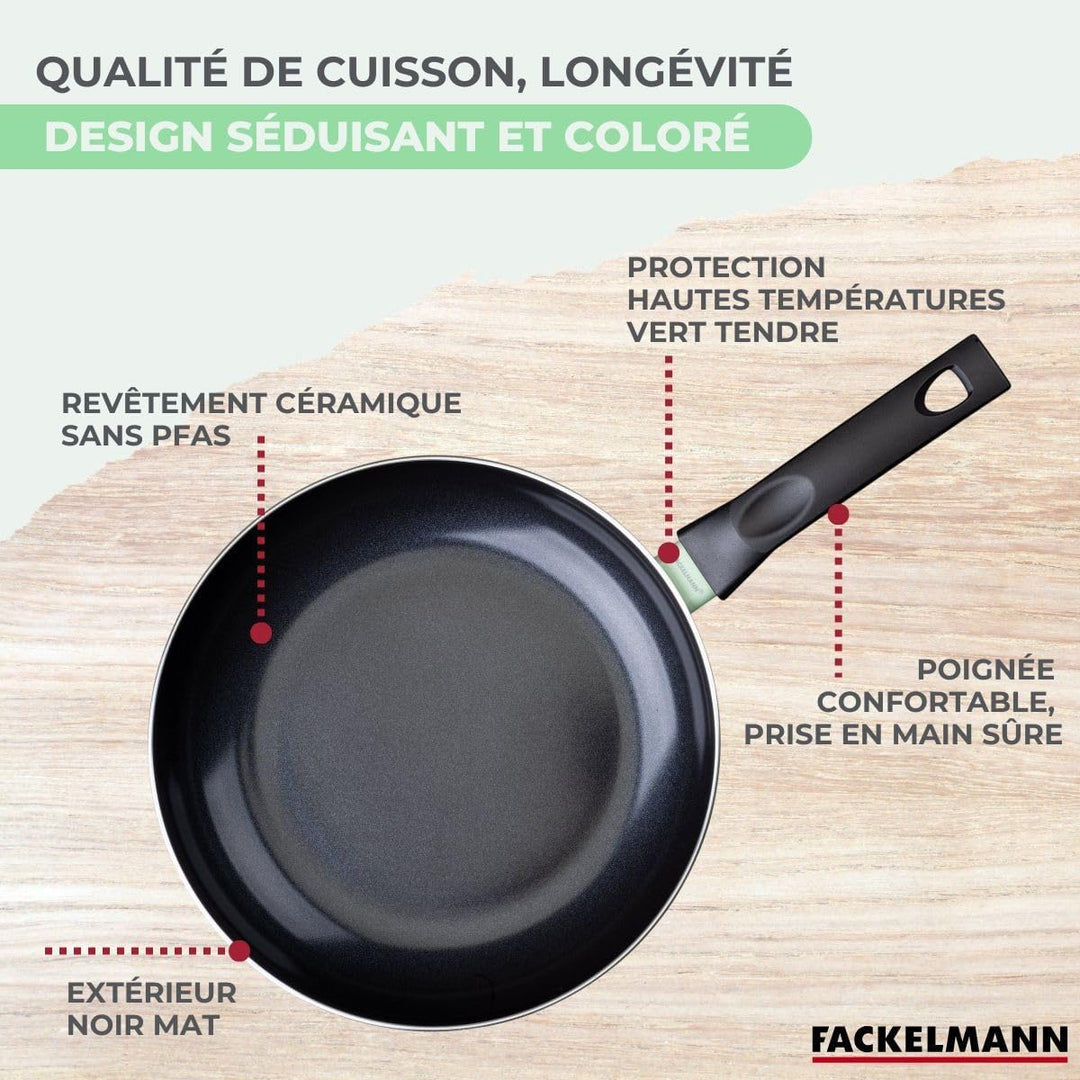 Fackelmann 9429350 Pfannen-Set, 2-teilig, Antihaftbeschichtung, Keramikbeschichtung, 24 und 28 cm, P