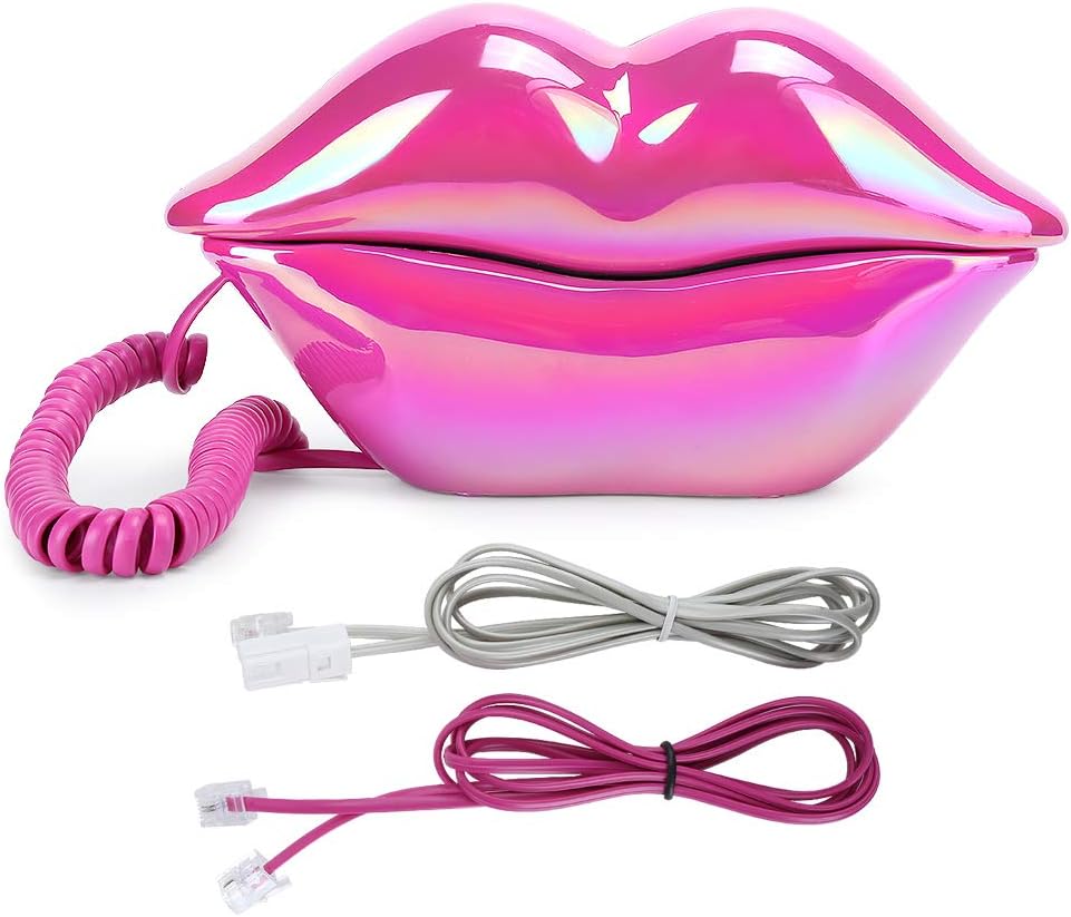 VBESTLIFE Schnurgebundenes Telefon, mundförmiges Lippen-Telefon Desktop-Festnetztelefon mit klarem T