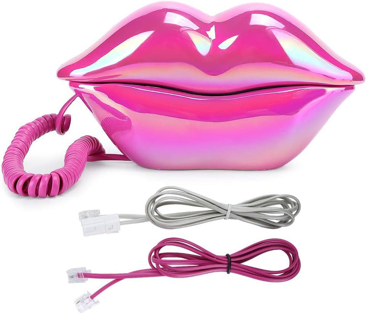 VBESTLIFE Schnurgebundenes Telefon, mundförmiges Lippen-Telefon Desktop-Festnetztelefon mit klarem T