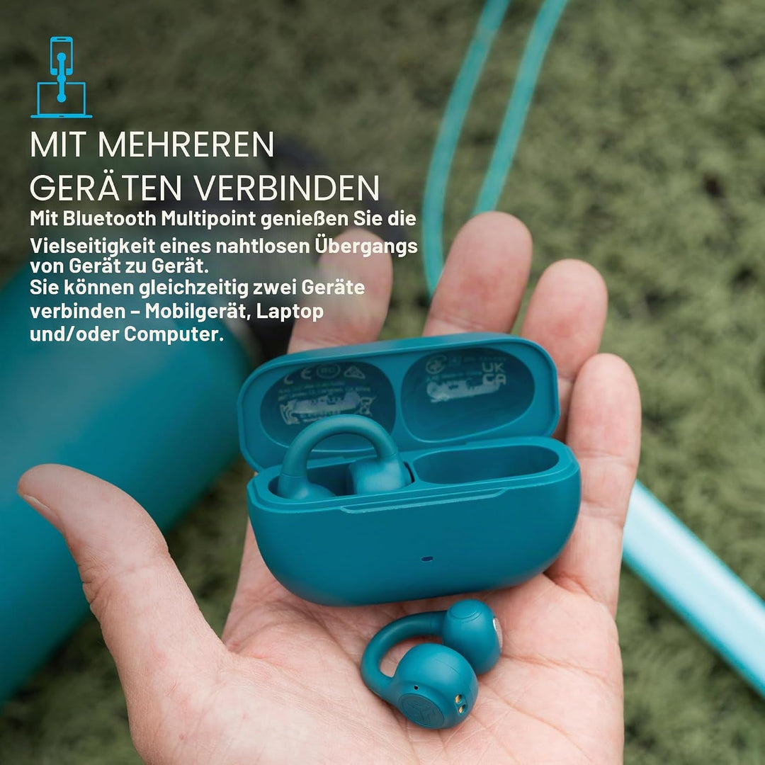 JLab Flex Open Ear Kopfhörer - Open Ear Earbuds, Manschetten-Design Clip-On-Kopfhörer, 21 Stunden Ak