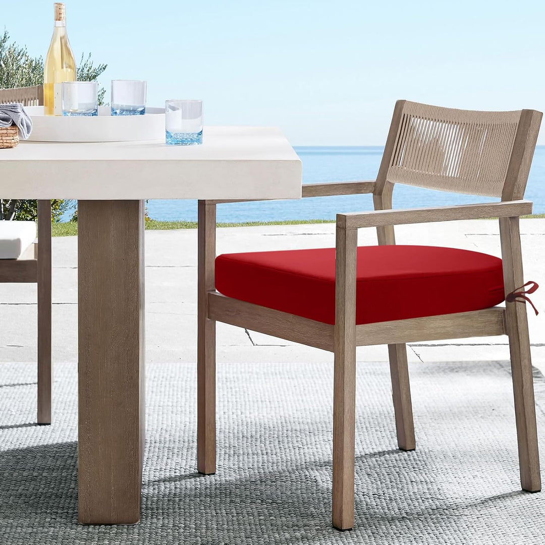 Sitzkissen Outdoor 45x45, 2er Set Wasserdicht mit Bändern | Wasserdichtes Stuhlkissen für Gartenmöbe