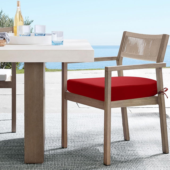 Sitzkissen Outdoor 45x45, 2er Set Wasserdicht mit Bändern | Wasserdichtes Stuhlkissen für Gartenmöbe