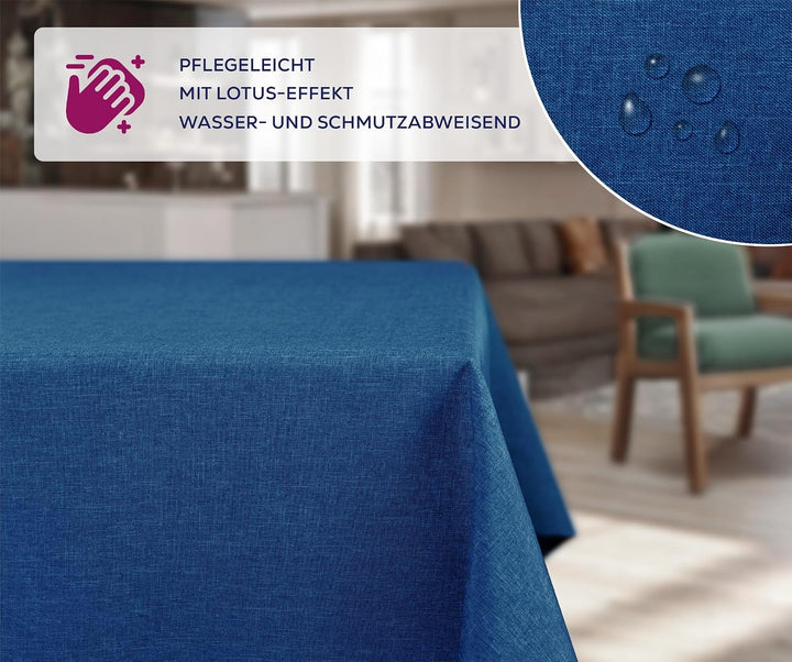 BEAUTEX fleckenabweisende und bügelfreie Tischdecke - Tischtuch mit Lotuseffekt - Tischwäsche in Lei