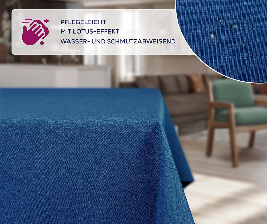 BEAUTEX fleckenabweisende und bügelfreie Tischdecke - Tischtuch mit Lotuseffekt - Tischwäsche in Lei