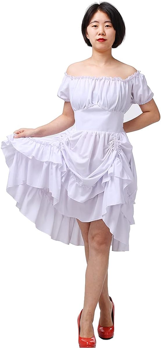 COSDREAMER Damen Gothic Kleid Steampunk Ruffle High Low Dress Viktorianisches Kleid
