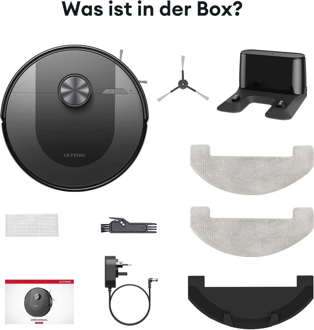 Ultenic Saugroboter mit Wischfunktion 6000Pa, Staubsauger Roboter mit LiDAR Navigation, 3 in 1 Saug