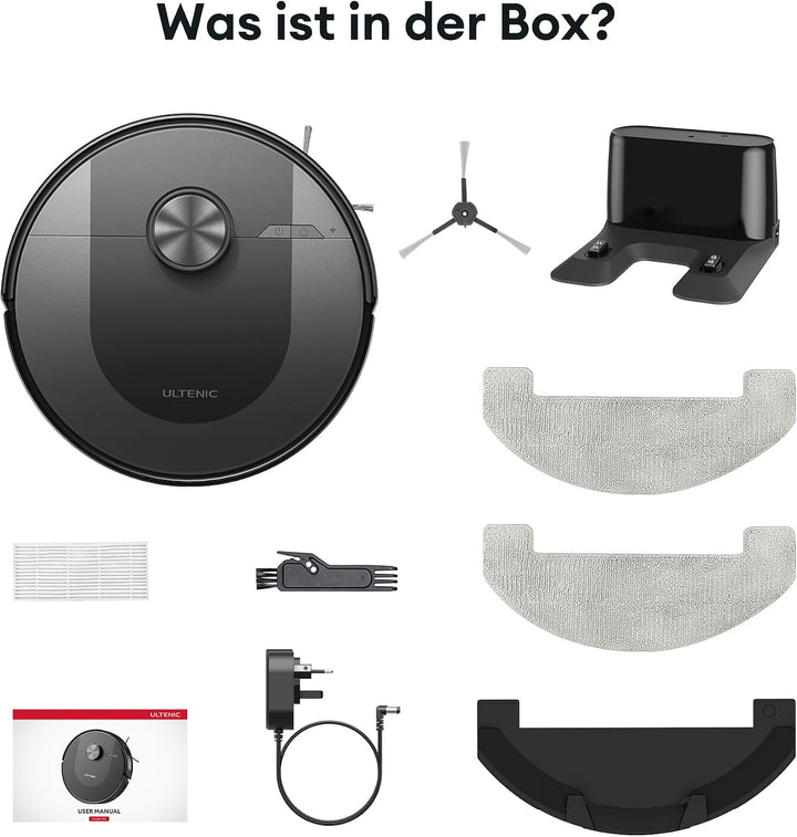 Ultenic Saugroboter mit Wischfunktion, 8000Pa 180Min Laufzeit Staubsauger Roboter, 3 in 1 Saug und W