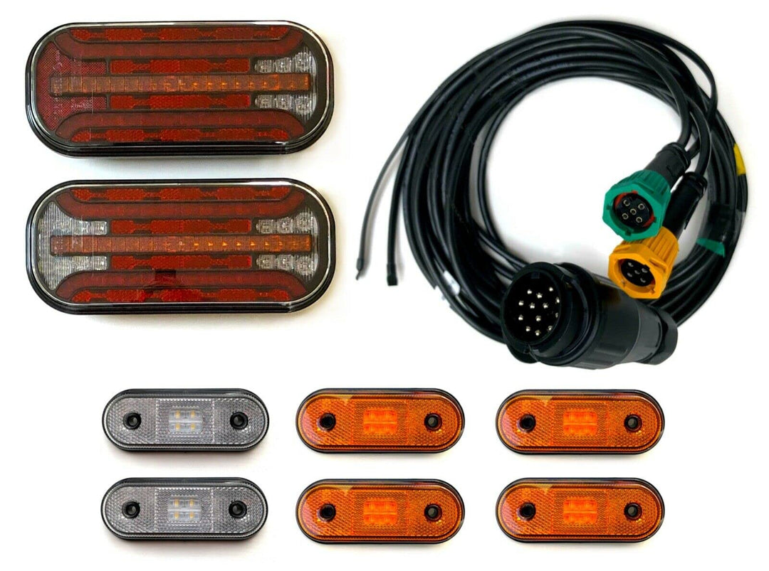 Anhängerbeleuchtung LED Rückleuchten 6x LED Umrissleuchte 13 pol. Kabel 7,7m SET
