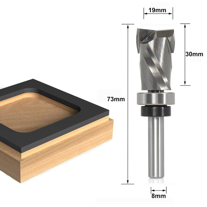 Sinoprotools Spiralfräser 8mm Schaft VHM Fräser,Kopierfräser mit 30mm Schnittlänge,Up-Down Cut Kompr