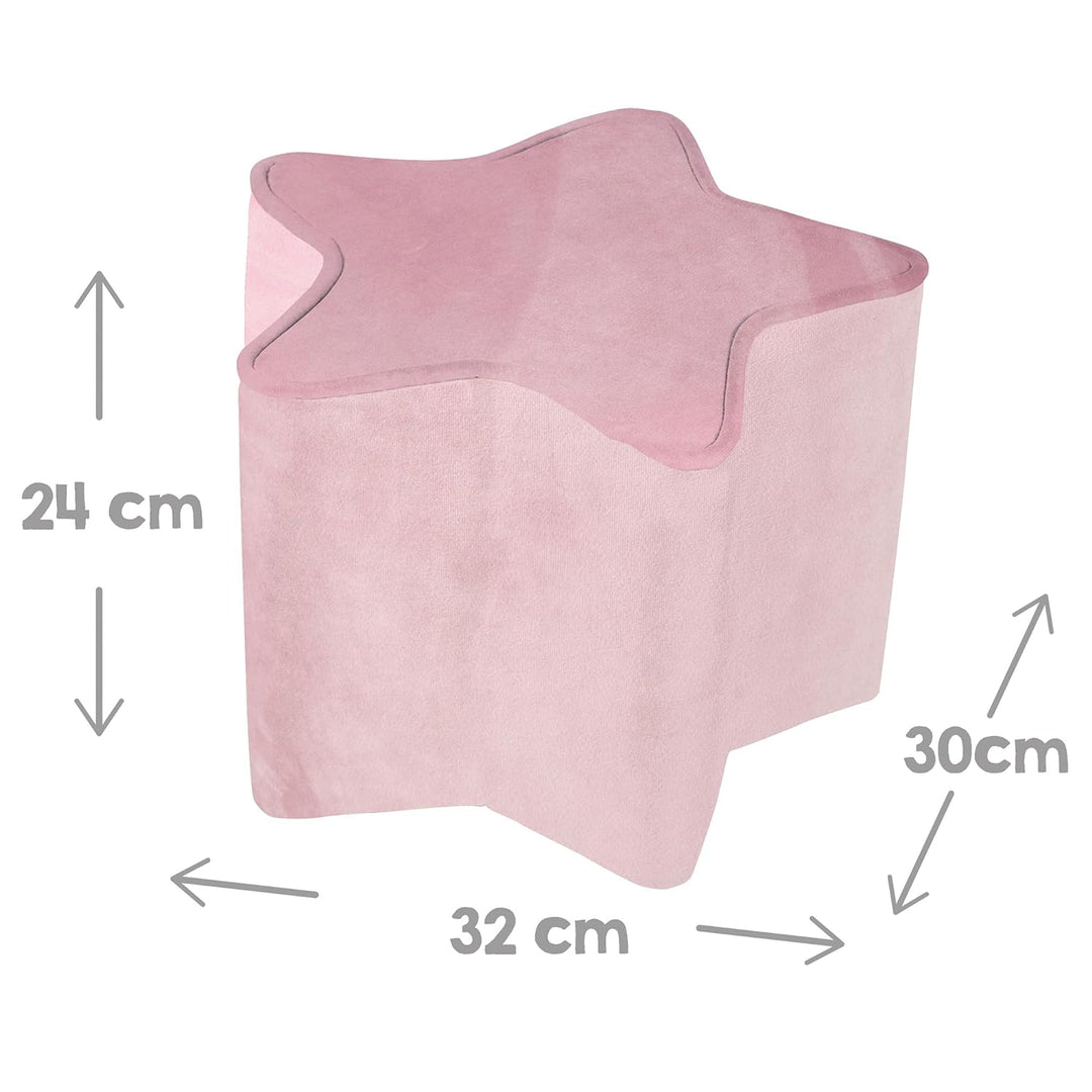roba Kinderhocker Lil Sofa in Sternform - Bequemer Hocker in rosa Samtstoff - Polstermöbel Pouf für