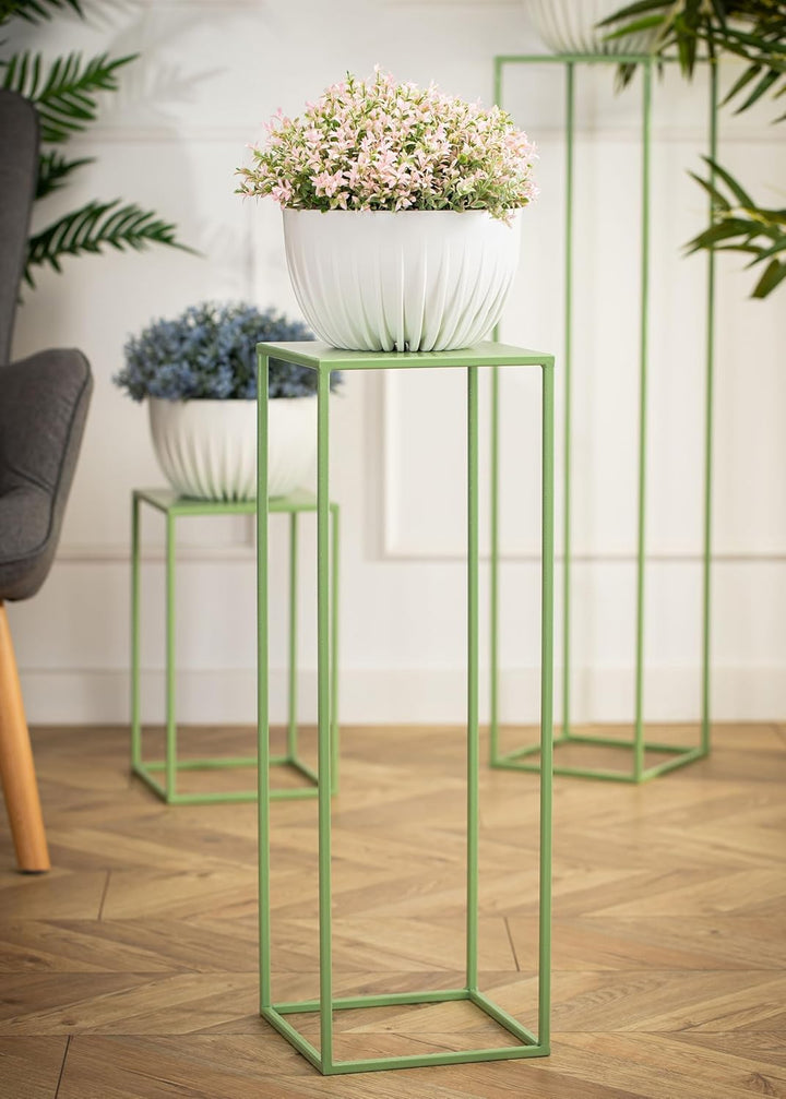 Blumenständer Metall Grün 70 cm Hoch - Solider und Robuster Blumenhocker Metall - Pflanzenständer fü