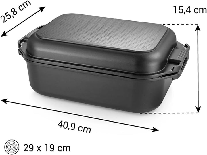 Tescoma GrandCHEF Bräter mit Deckel 40x26 cm, geeignet für Gasherd, Induktion und Backofen, PFOA- un