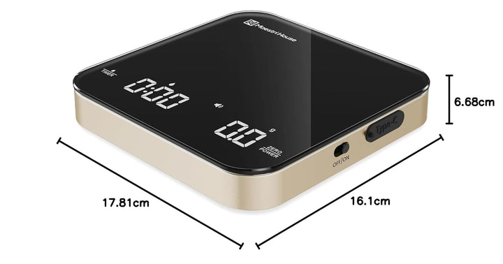 Maestri House Mini-Kaffeewaage mit Timer, Wiederaufladbare Espresso Waage, Präzise 2kg/0,1g Waage fü