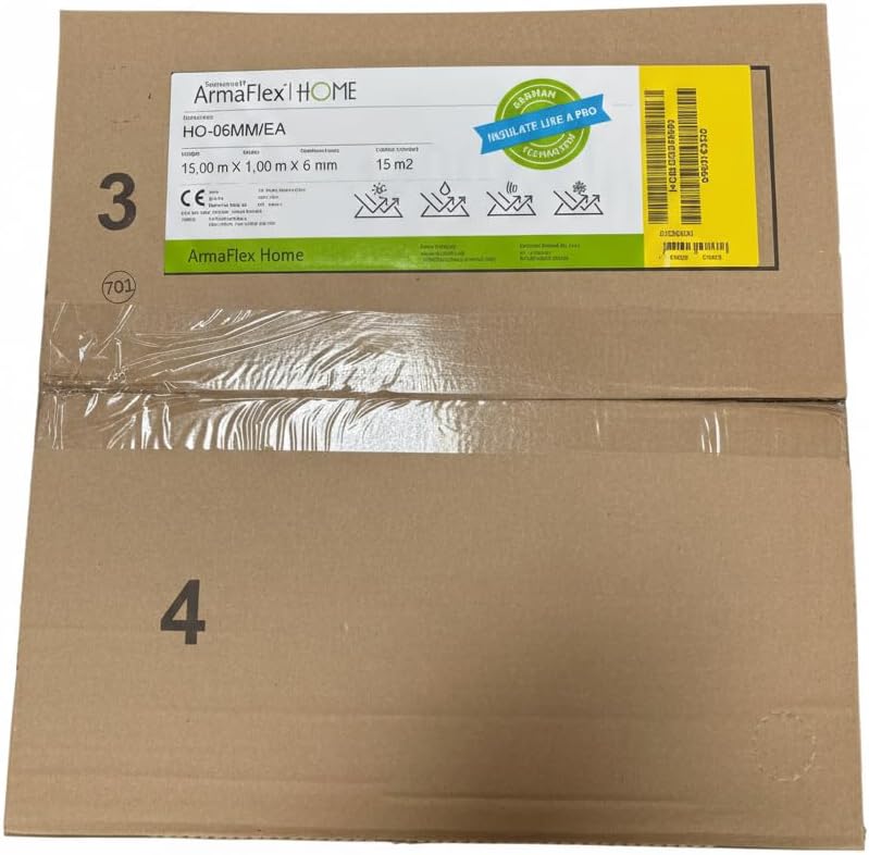 Armacell ArmaFlex HOME Dämmplatte Selbstklebend Zuschnitt, 6 mm, 7,5 m² Rolle, Kautschuk, für Wohnmo