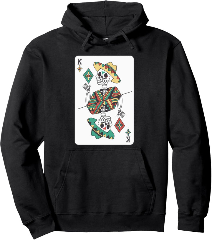 Mexikanisches Skelett-Kartenspiel Pullover Hoodie