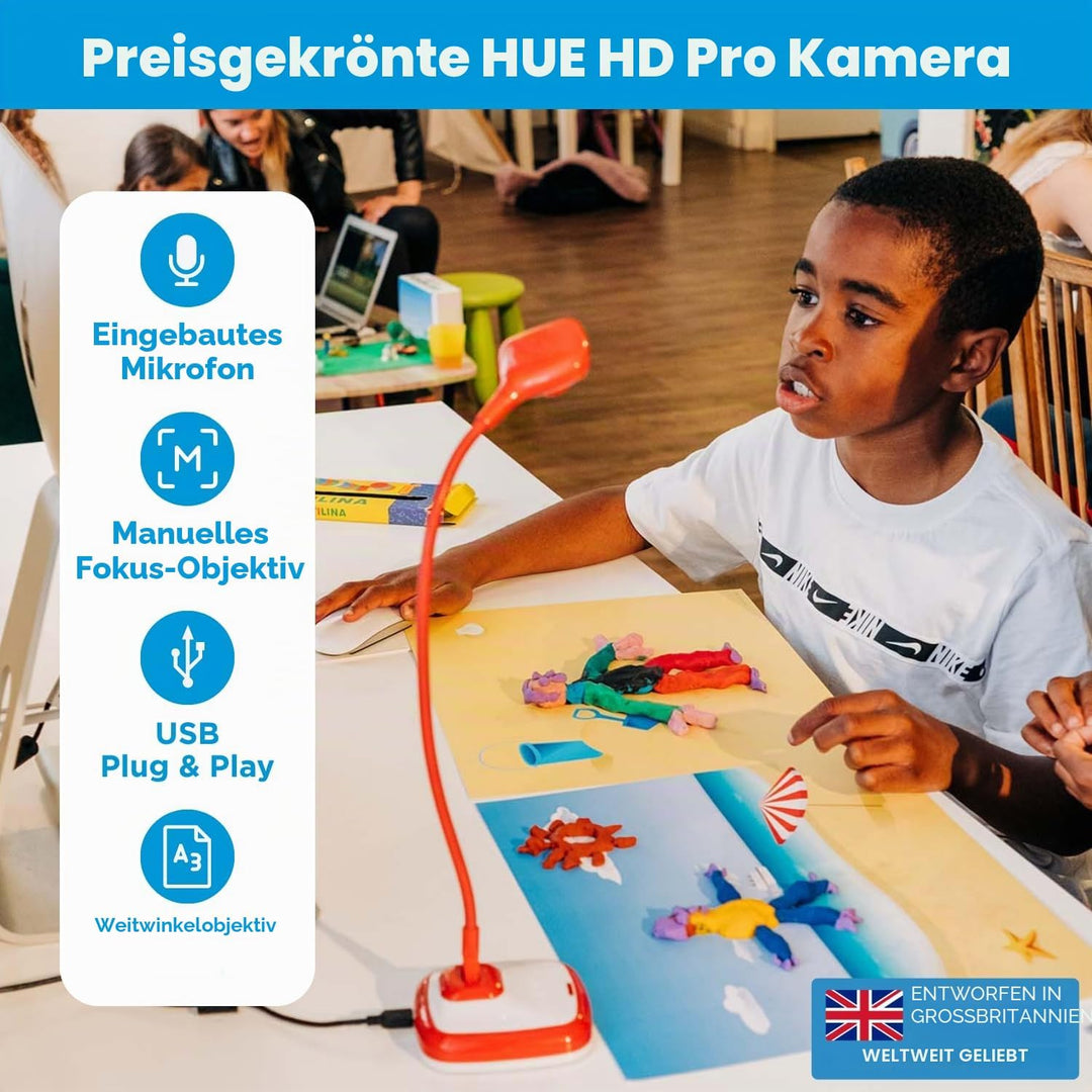 HUE Animation Studio Pro Stop-Motion Komplett-Set (Full HD 1080p Flex-Hals Kamera, Software, Buch) f