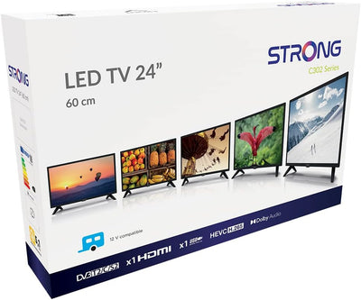 STRONG SRT 24HC3023 24 Zoll Fernseher, auch für Wohnmobile, DVB-T2 HD, Triple-Tuner zusätzlich 12 Vo