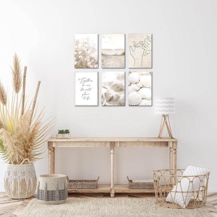 Novart Wandbilder Set - KOMPLETT AUFHÄNGFERTIG - Made in Germany - Moderne Bilder Boho Strand Wohnzi