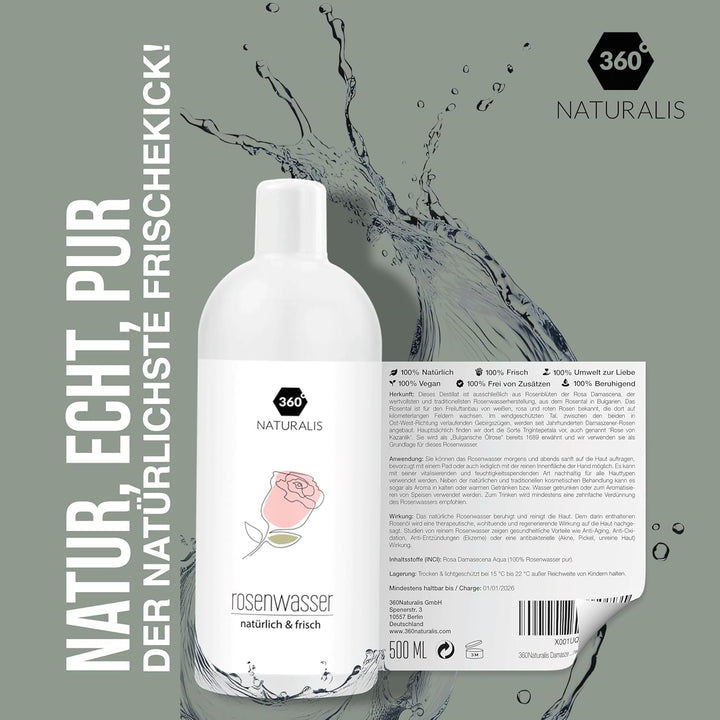 360Naturalis® Damaszener Rosenwasser - Natur - 500ml