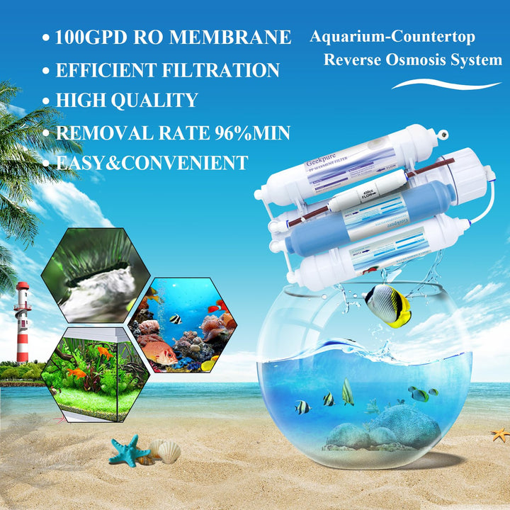 Geekpure 4-stufiges tragbares Aquarium Umkehrosmose Trinkwasserfiltersystem 100 GPD – mit Entionisie