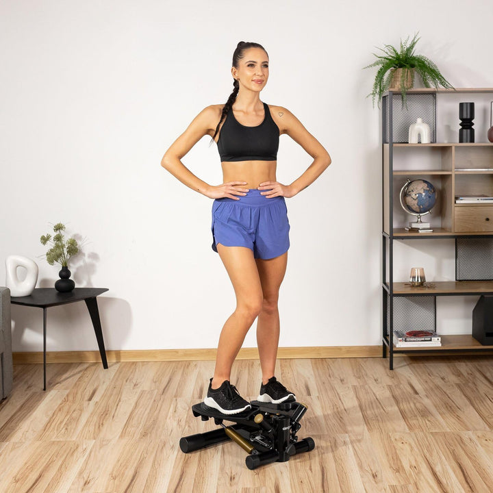 Gymtek XST500 Stepper, Drehstepper inkl. Expanderbänder - Twist Mini Stepper mit LCD, Schrittzähler