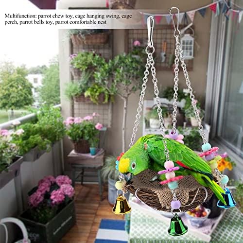 Rattan Vogelspielzeug Vögel Nest Papageien Klettern Kauen Spielzeug mit bunt Stangen Hängen Stroh un